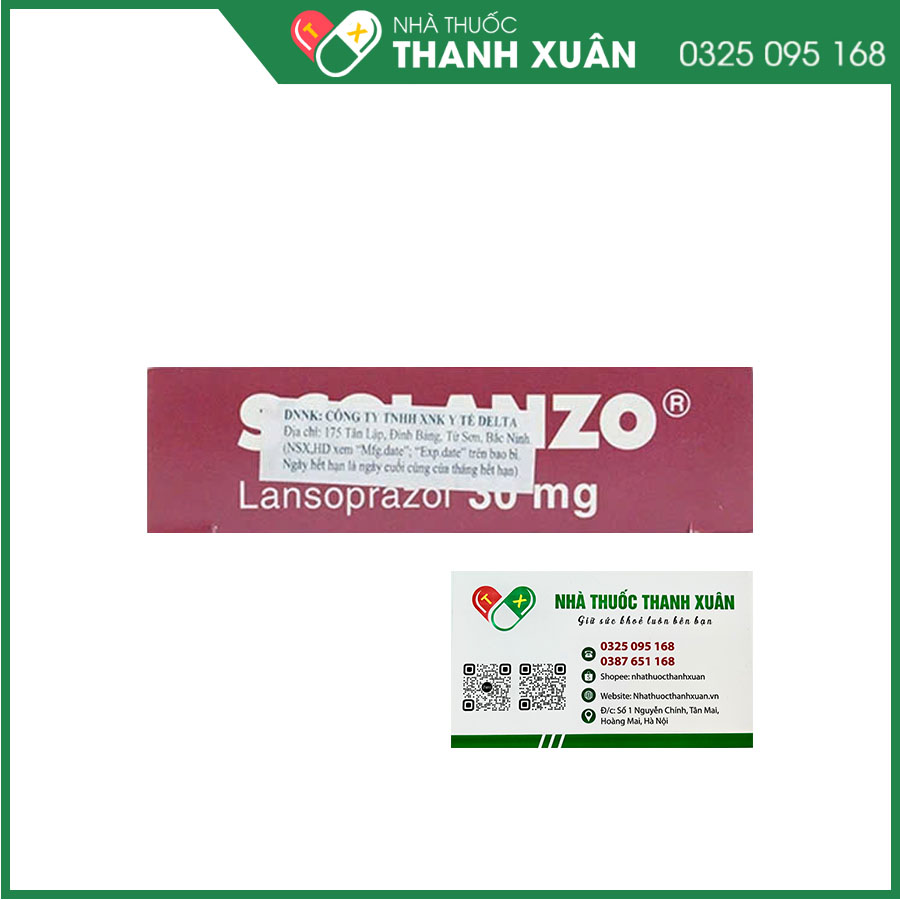 Scolanzo 30mg giúp giảm tiết acid dạ dày, điều trị viêm loét dạ dày - tá tràng và trào ngược dạ dày